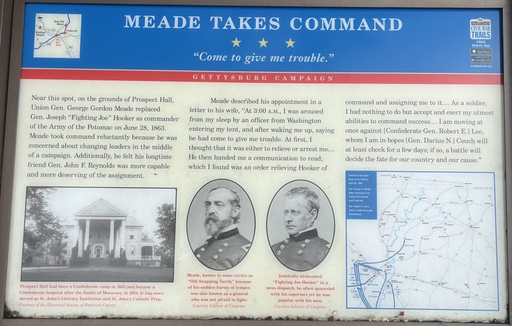 MEADE TAKES COMMAND “COME TO GIVE ME TROUBLE” WAR MEMORIAL PANEL