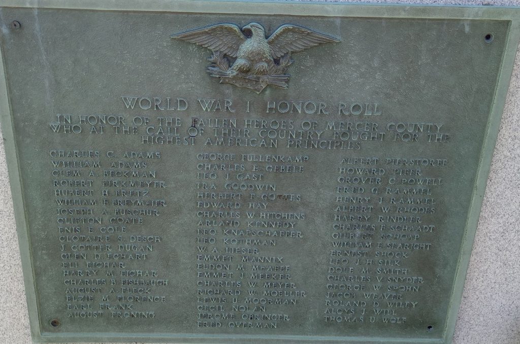 MERCER COUNTY WORLD WARS MEMORIAL PLAQUE A