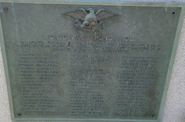 MERCER COUNTY WORLD WARS MEMORIAL PLAQUE A