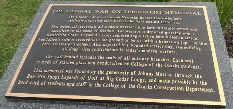 MISSOURI THE GLOBAL WAR ON TERRORISM MEMORIAL PLAQUE