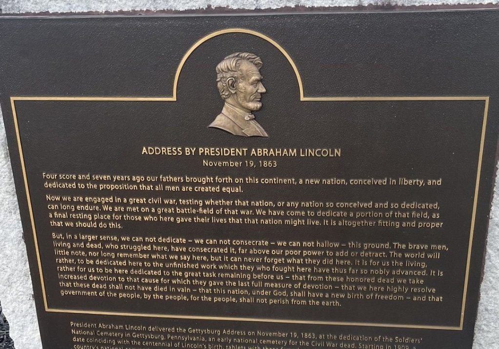 MISSOURI VETERANS CEMETERY ADDRESS BY PRESIDENT ABRAHAM LINCOLN MEMORIAL PLAQUE