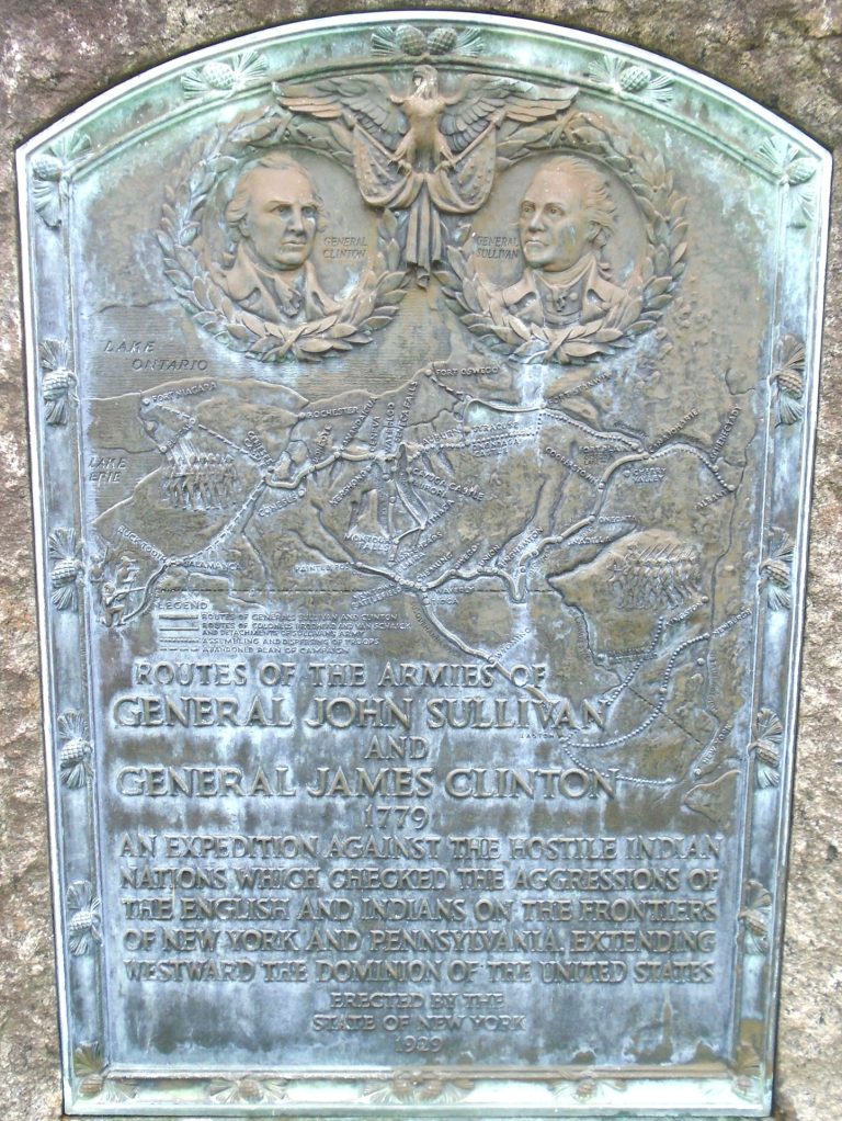 MONTOUR FALLS ROUTES OF THE ARMIES OF GENERAL JOHN SULLIVAN AND GENERAL JAMES CLINTON MEMORIAL PLAQUE