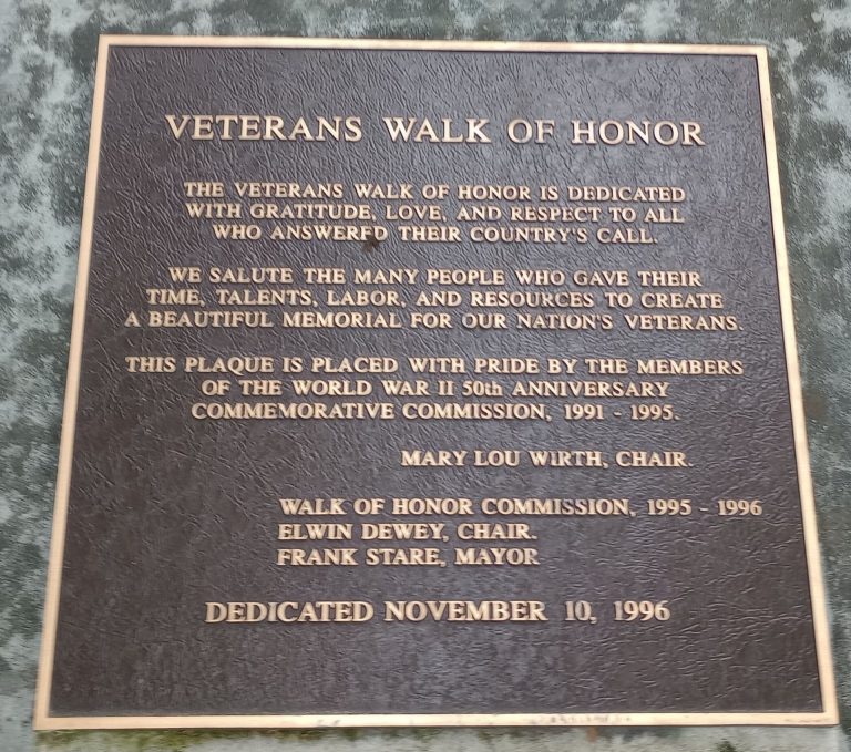 NEWARK VETERANS WALK OF HONOR MEMORIAL PLAQUE