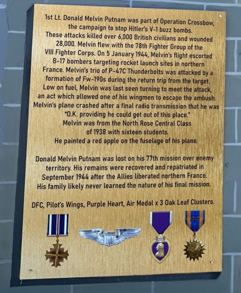 NORTH ROSE WWII MILITARY AVIATION REMEMBRANCE MURAL LEFT PANEL CLOSE-UP