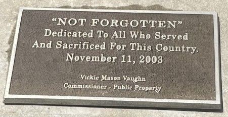 “NOT FORGOTTEN” WAR MEMORIAL PLAQUE