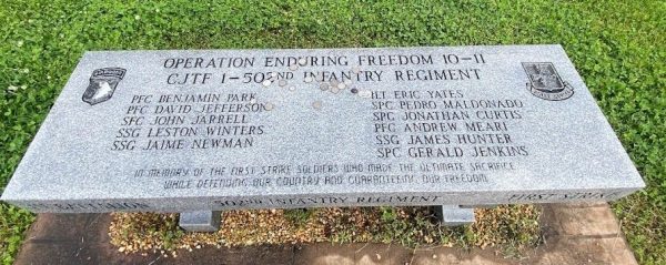 OPERATION ENDURING FREEDOM 10-11 CJTF 1-502ND INFANTRY REGIMENT WAR MEMORIAL