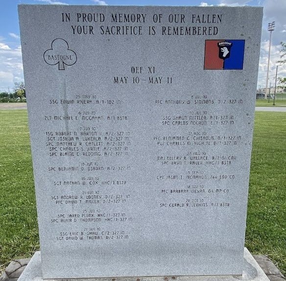 OUR FALLEN YOUR SACRIFICE IS REMEMBERED WAR MEMORIAL