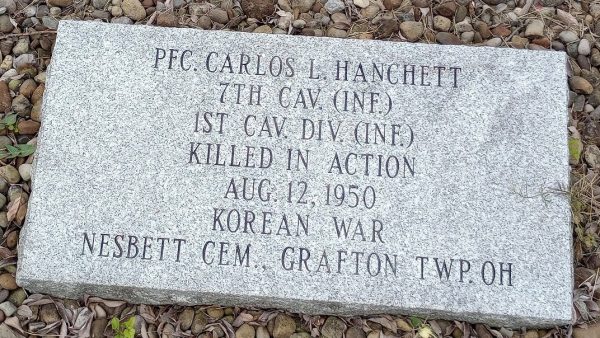 PFC. CARLOS L. HANCHETT WAR MEMORIAL STONE