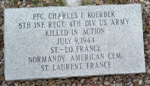 PFC. CHARLES F. KOERBER WAR MEMORIAL STONE