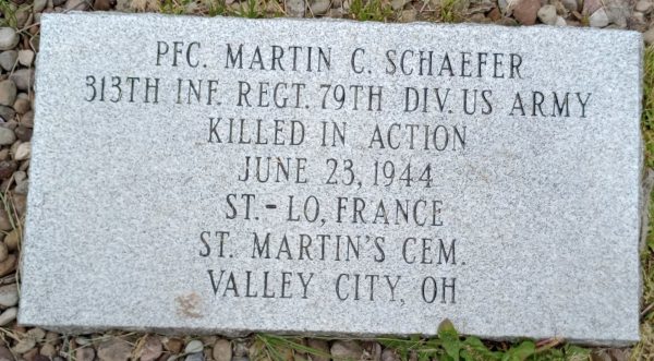PFC. MARTIN C. SCHAEFER WAR MEMORIAL STONE