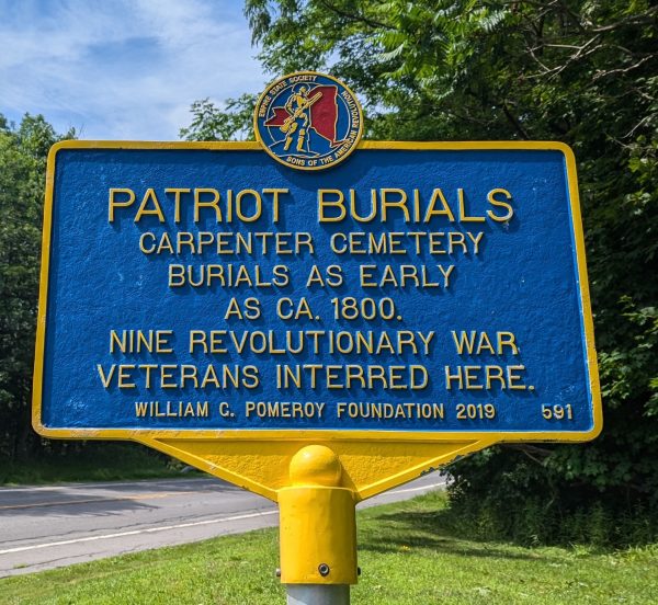 PATRIOT BURIALS CARPENTER CEMETERY REVOLUTIONARY WAR MEMORIA MARKER