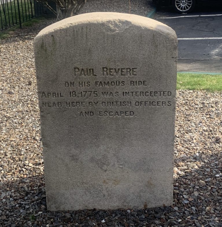 PAUL REVERE INTERCEPTED HERE BY BRITISH MEMORIAL STONE