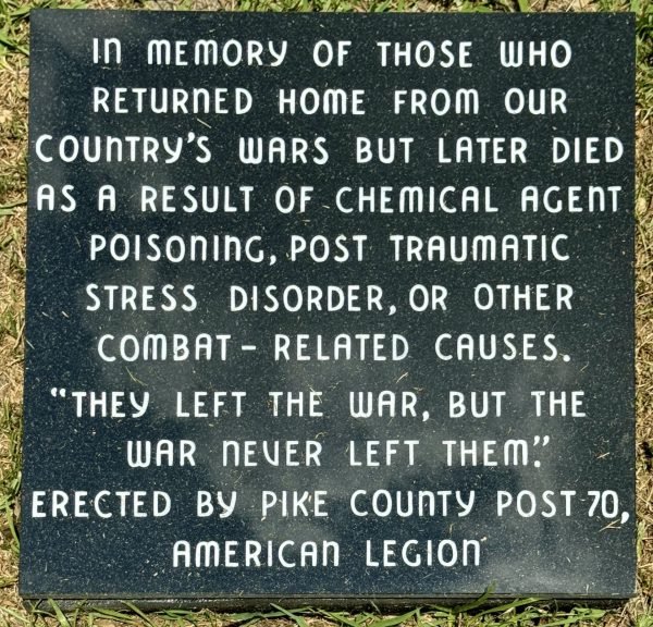 PIKE COUNTY POST 70, AMERICAN LEGION COMBAT RELATED ILLNESSES MEMORIAL PLAQUE