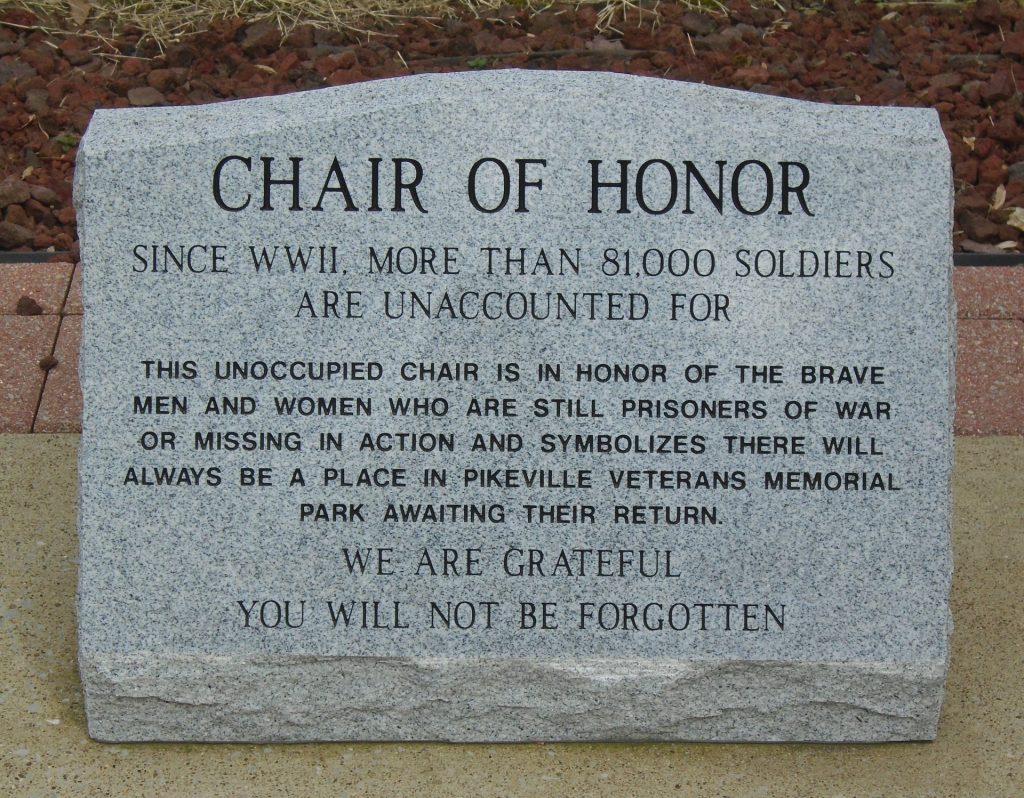 PIKEVILLE CHAIR OF HONOR WAR MEMORIAL STONE
