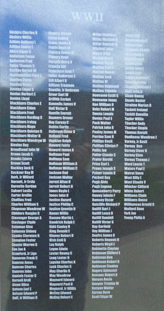 PIKEVILLE WAR VETERANS MEMORIAL PLAQUE B