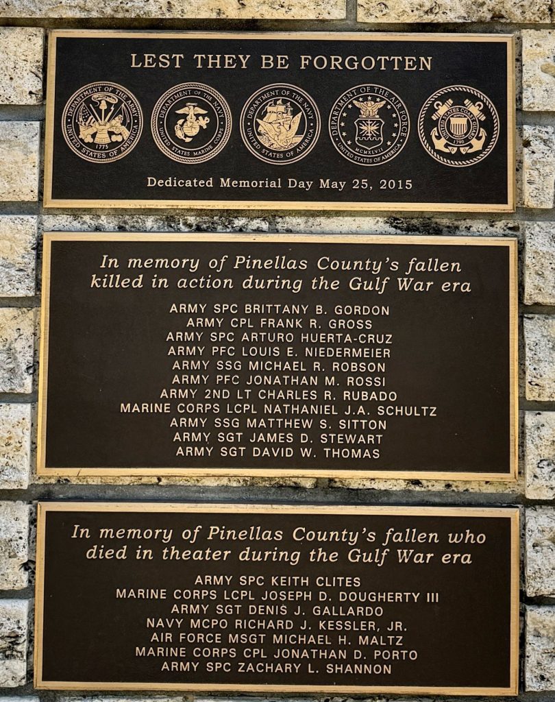 PINELLAS COUNTY BATTLEFIELD CROSS MEMORIAL PLAQUES