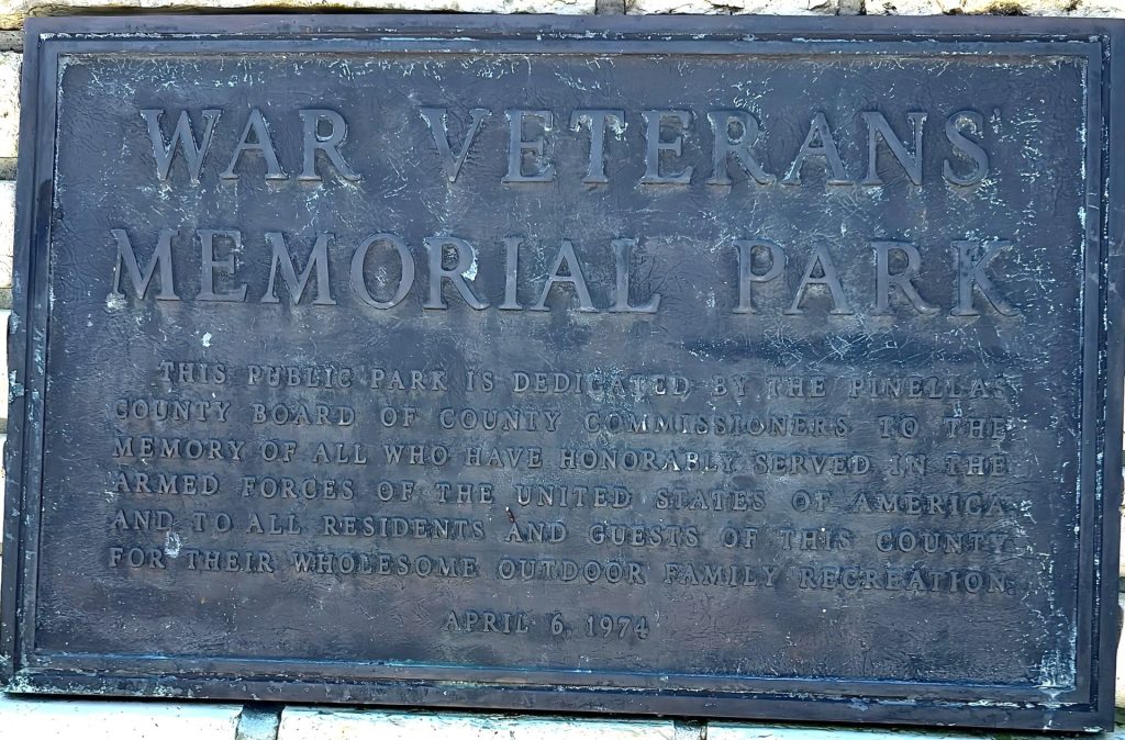PINELLAS COUNTY WAR VETERANS MEMORIAL PARK PLAQUE