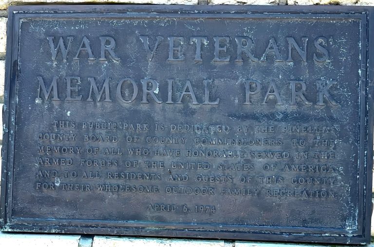 PINELLAS COUNTY WAR VETERANS MEMORIAL PARK PLAQUE