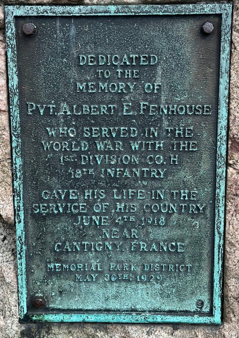 PVT. ALBERT E. FENHOUSE WAR MEMORIAL PLAQUE