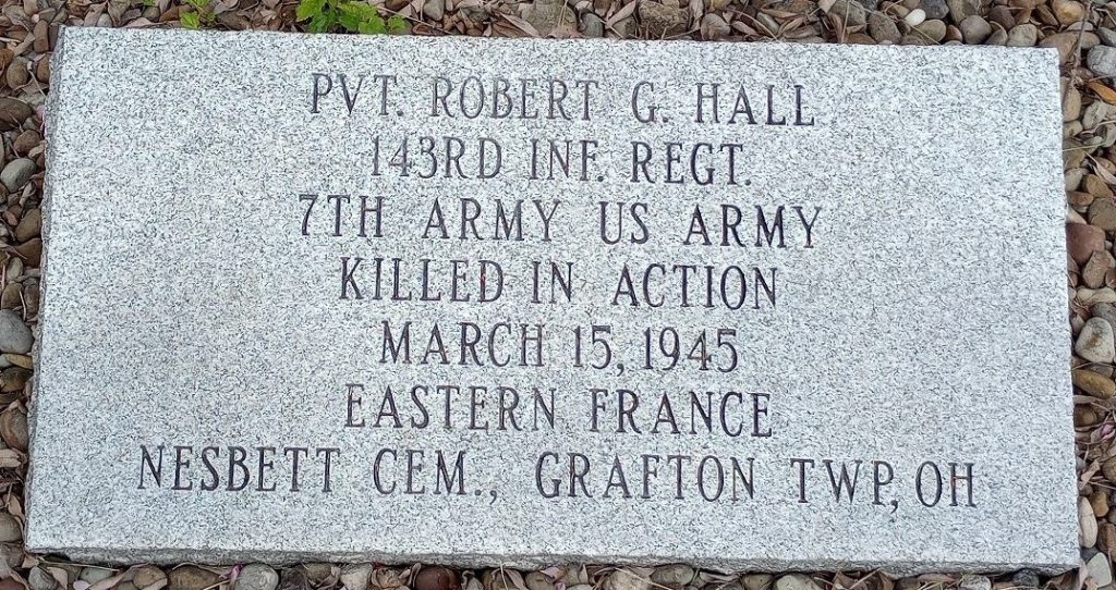 PVT. ROBERT G. HALL WAR MEMORIAL STONE