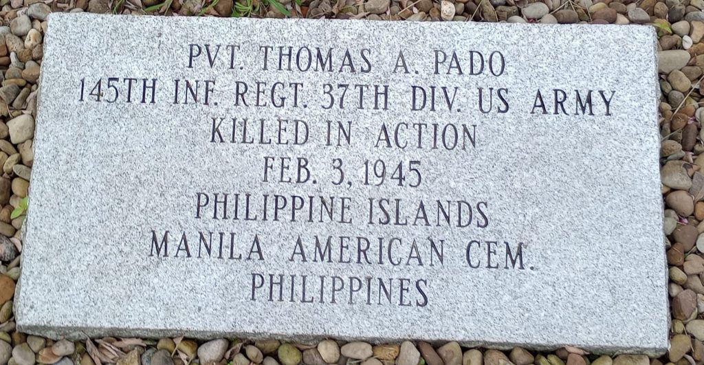 PVT. THOMAS A. PADO WAR MEMORIAL STONE