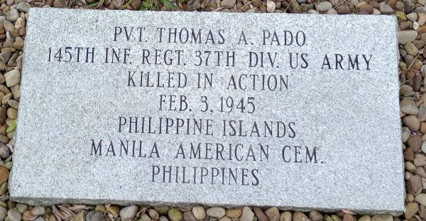 PVT. THOMAS A. PADO WAR MEMORIAL STONE