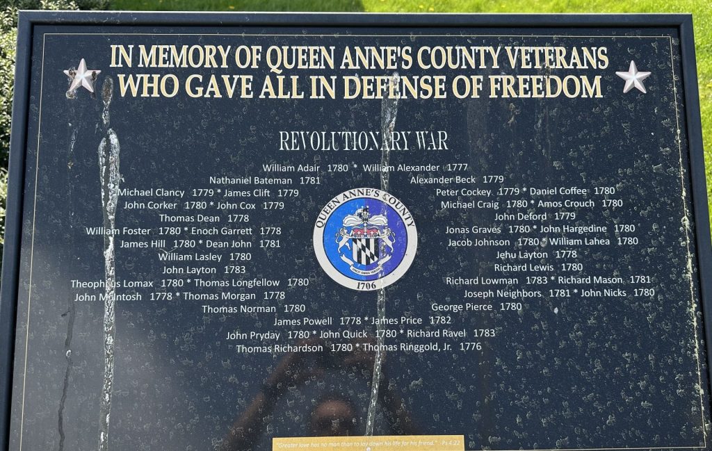 QUEEN ANNE’S COUNTY VETERANS WHO GAVE ALL WAR MEMORIAL PLAQUE A
