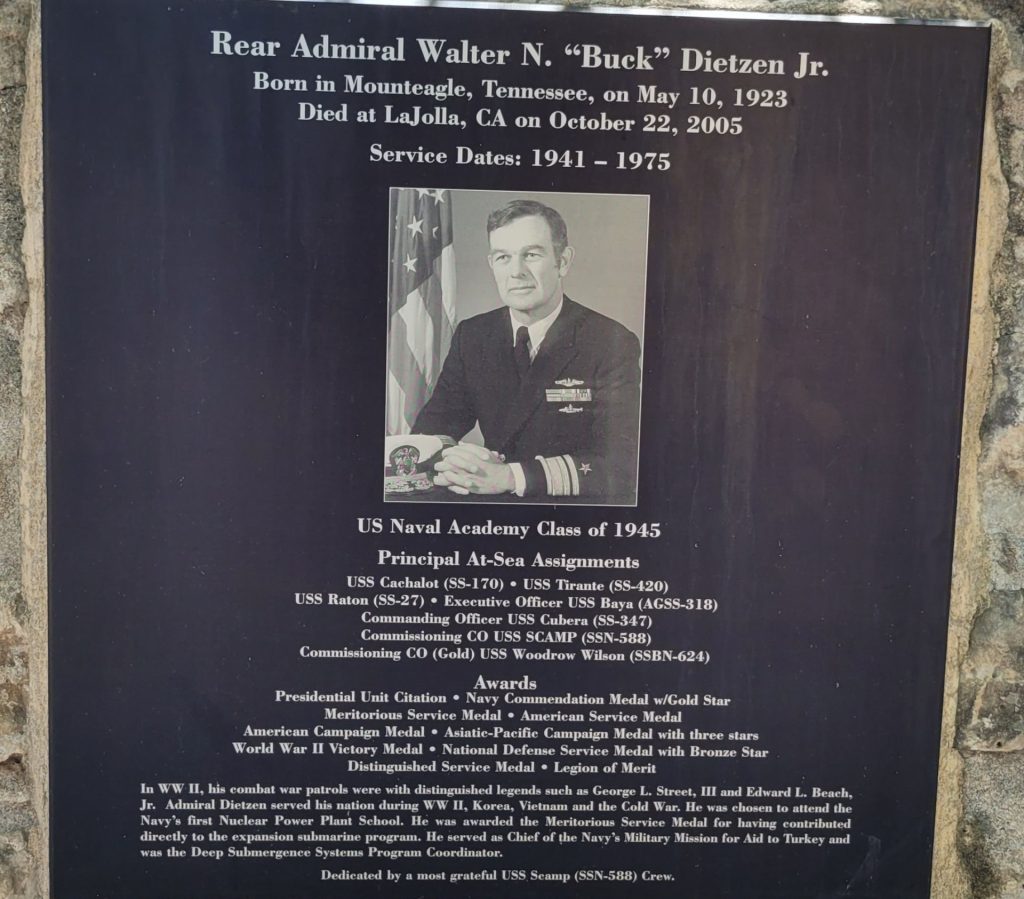 REAR ADMIRAL WALTER N. “BUCK” DIETZEN JR. WAR MEMORIAL PLAQUE