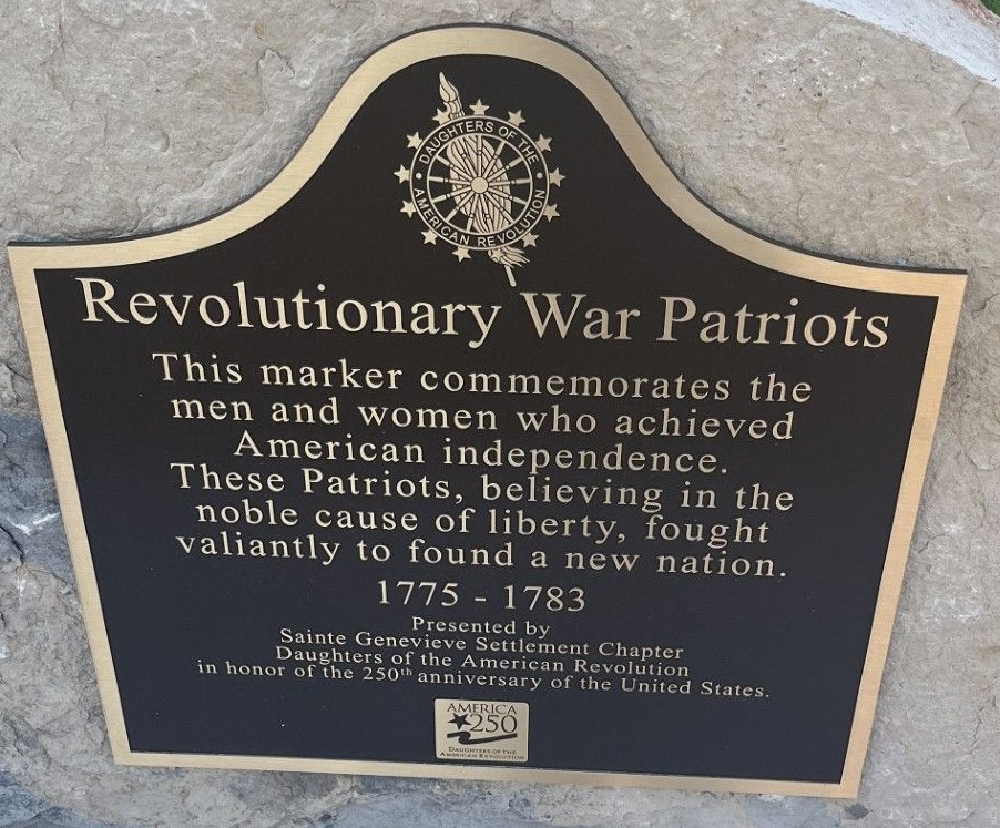REVOLUTIONARY WAR PATRIOTS MEMORIAL MARKER SAINTE GENEVIEVE