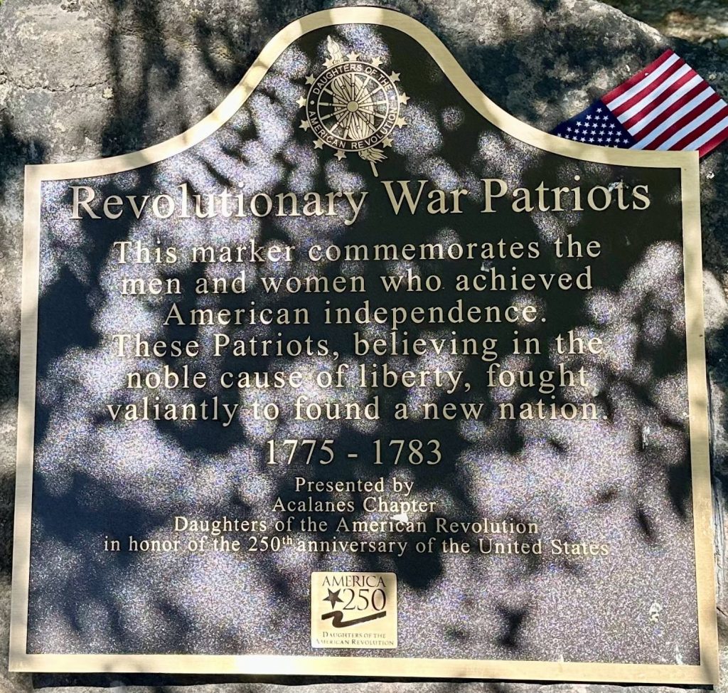 REVOLUTIONARY WAR PATRIOTS WAR MEMORIAL MARKER LAFAYETTE