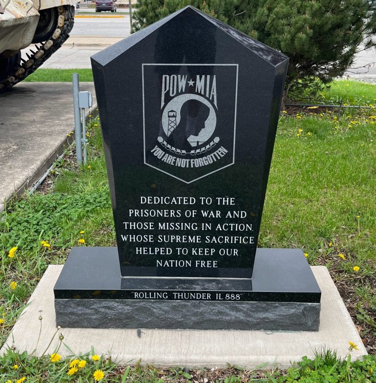ROLLING THUNDER IL 888 POW MIA WAR MEMORIAL TANK STONE