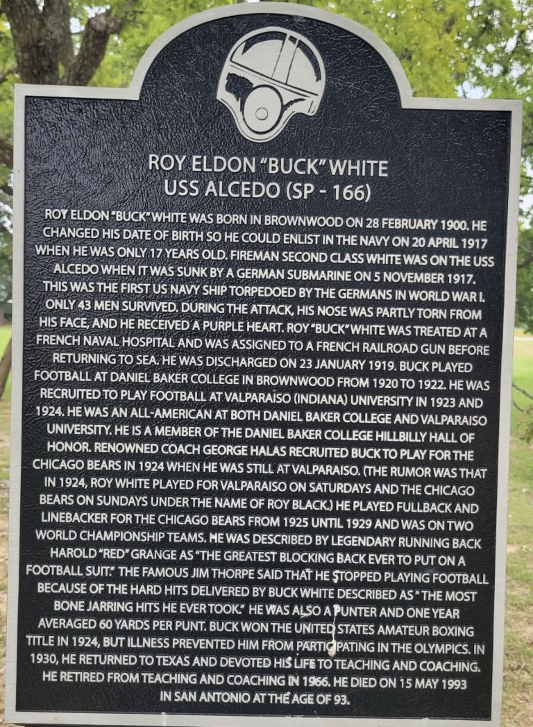 ROY ELDON “BUCK” WHITE USS ALCEDO WAR MEMORIAL MARKER