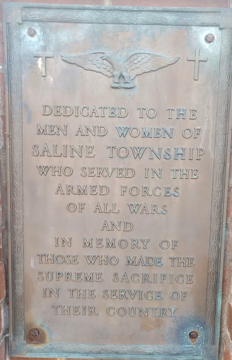 SALINE TOWNSHIP ALL WARS VETERANS MEMORIAL PLAQUE