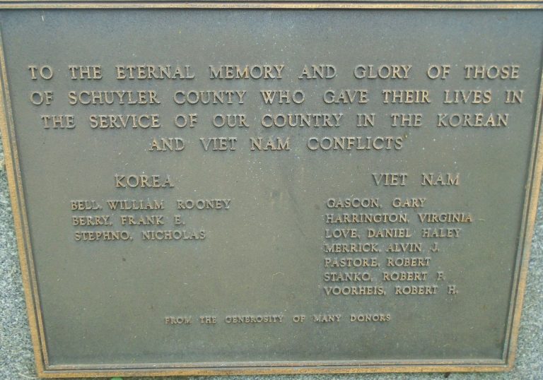 SCHUYLER COUNTY KOREAN AND VIET NAME CONFLICTS ULTIMATE SACRIFICE MEMORIAL PLAQUE