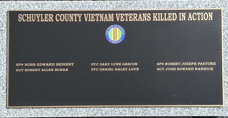 SCHUYLER COUNTY VIETNAM VETERANS KILLED IN ACTION MEMORIAL PLAQUE