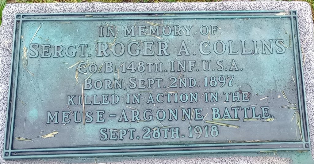 SERGT ROGER A COLLINS WAR MEMORIAL PLAQUE