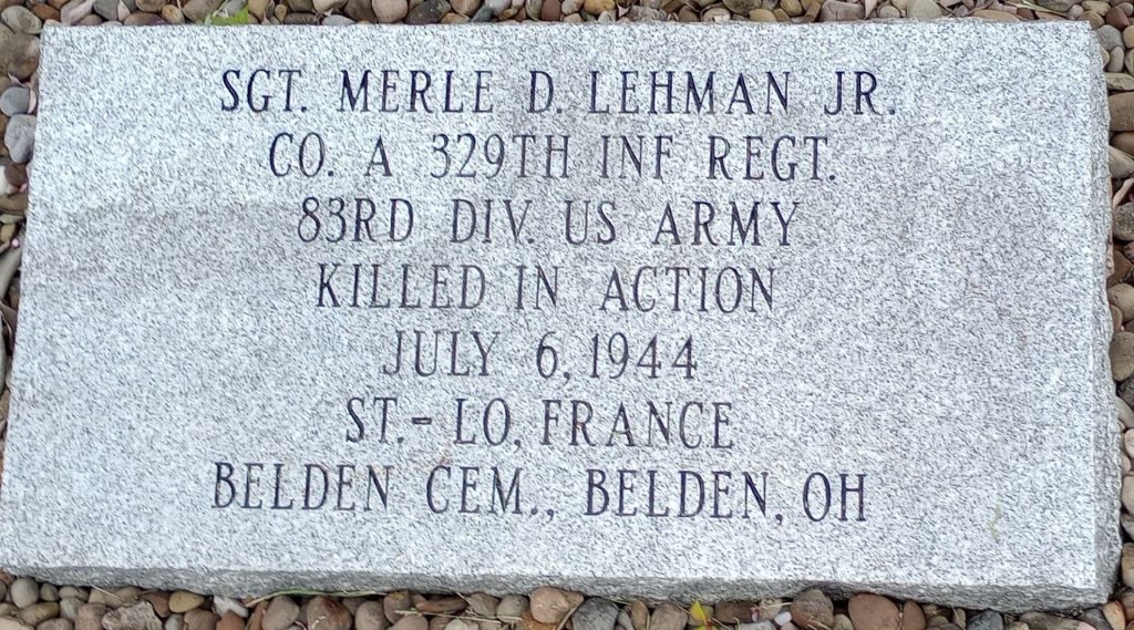 SGT. MERLE D. LEHMAN JR. WAR MEMORIAL STONE
