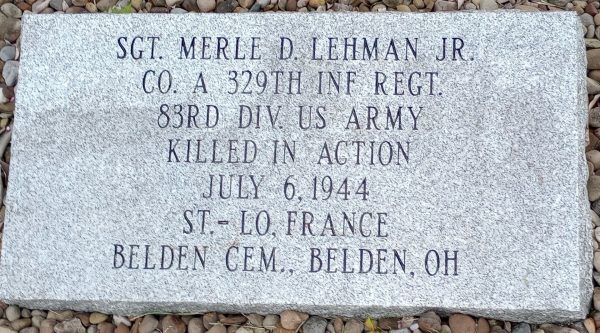 SGT. MERLE D. LEHMAN JR. WAR MEMORIAL STONE