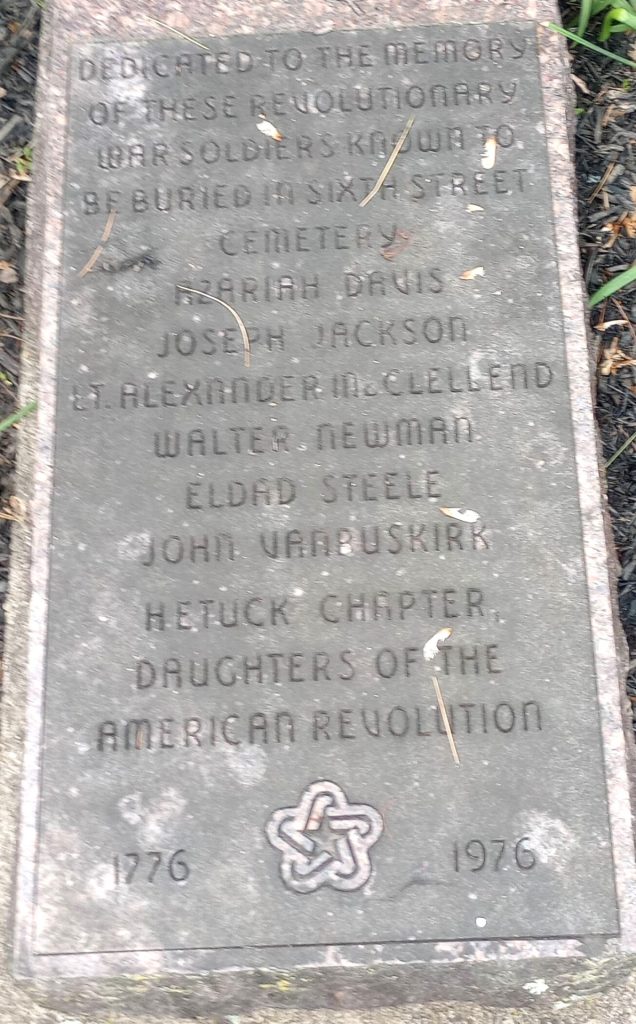 SIXTH STREET CEMETERY REVOLUTIONARY WAR SOLDIERS MEMORIAL PLAQUE