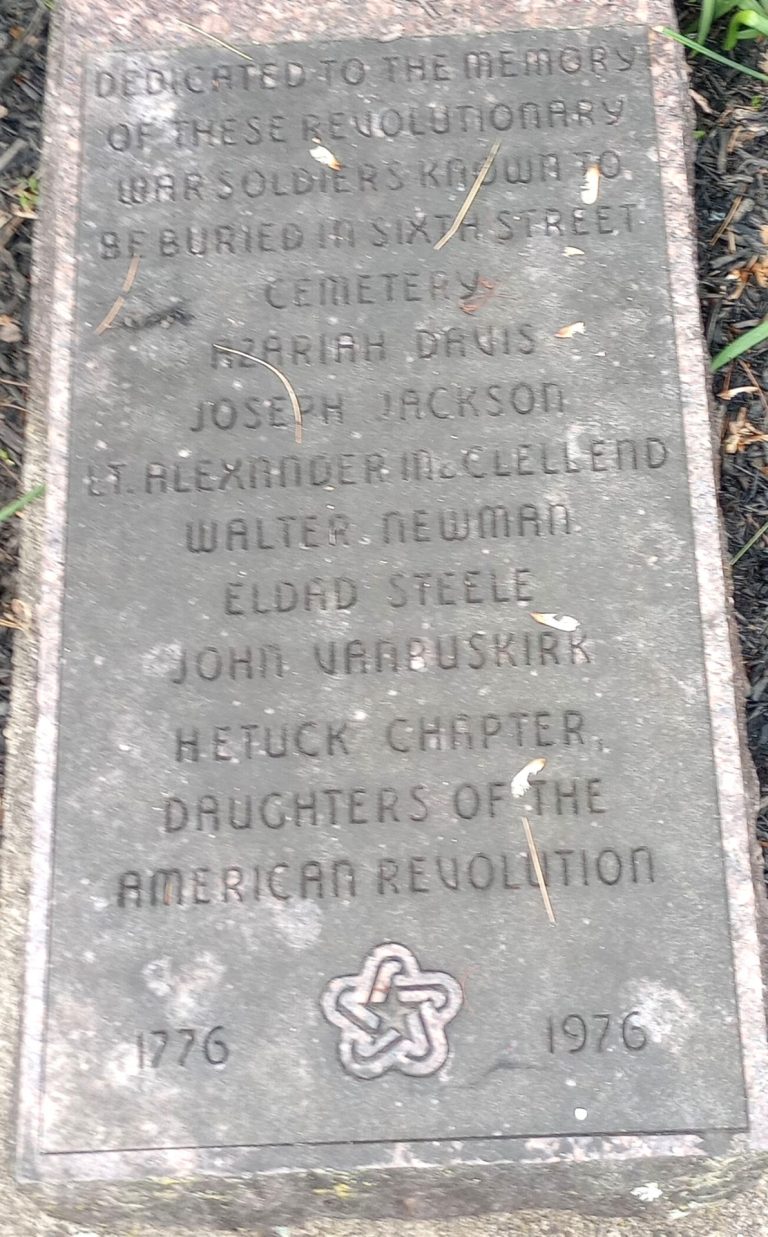 SIXTH STREET CEMETERY REVOLUTIONARY WAR SOLDIERS MEMORIAL PLAQUE