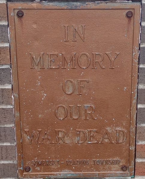SOMERSET-READING TOWNSHIP WAR DEAD MEMORIAL PLAQUE
