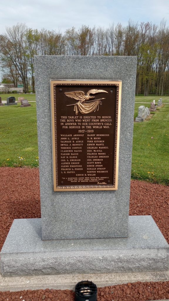 SPENCER, OH WORLD WAR MEMORIAL
