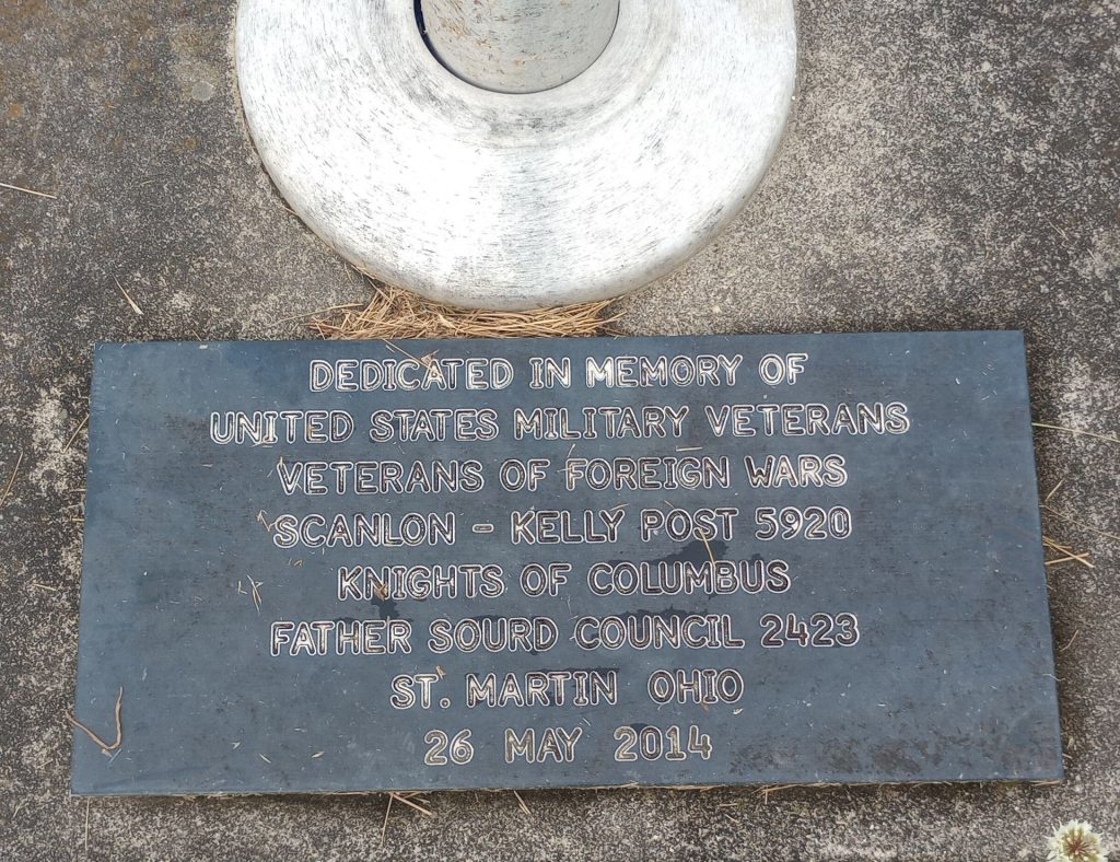 ST. MARTIN VETERANS MEMORIAL FLAGPOLE PLAQUE