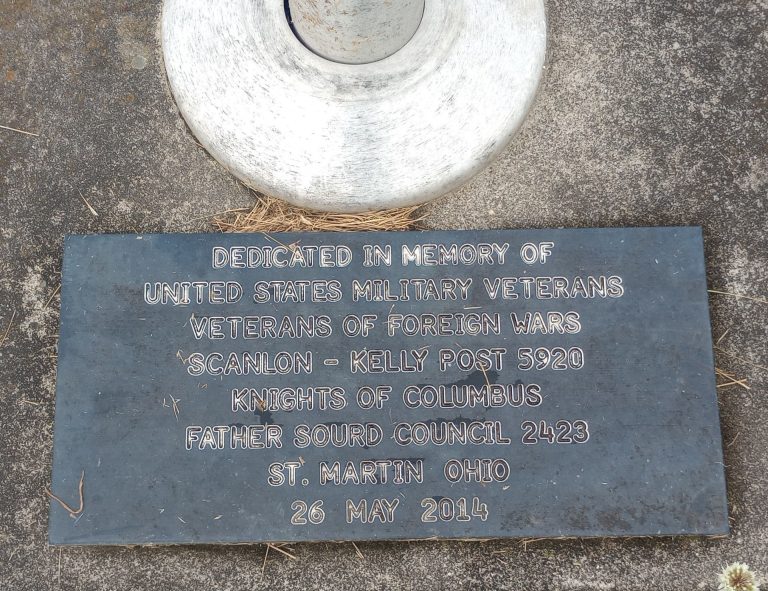 ST. MARTIN VETERANS MEMORIAL FLAGPOLE PLAQUE