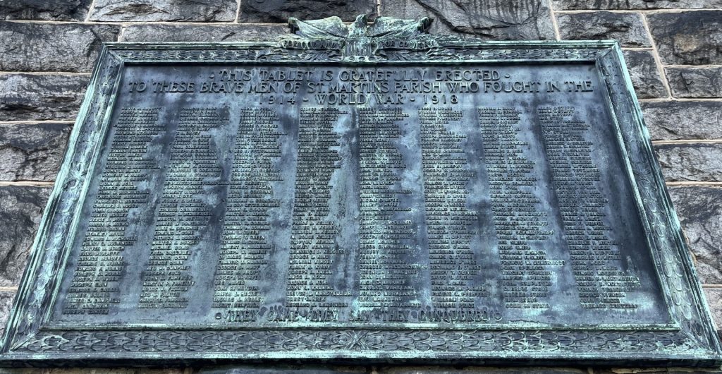 ST. MARTIN’S PARISH WORLD WAR VETERANS MEMORIAL PLAQUE