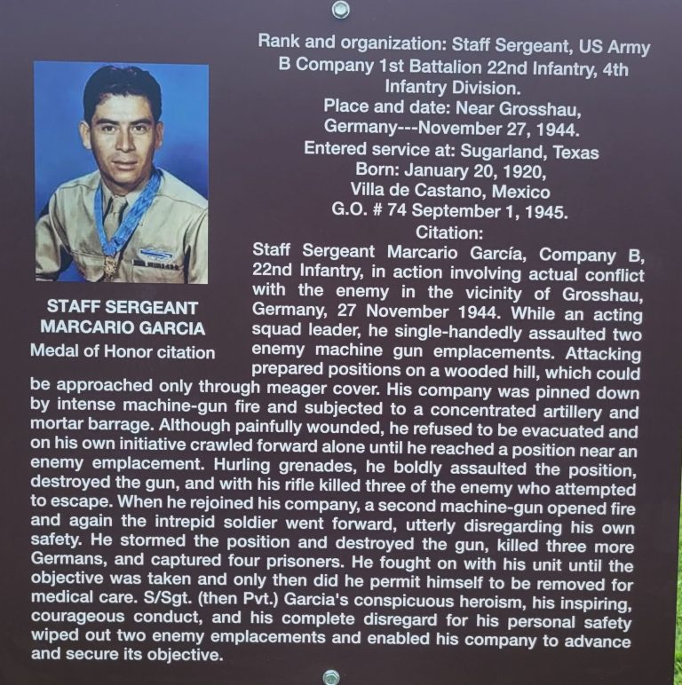 STAFF SERGEANT MARCARIO GARCIA MEDAL OF HONOR WAR MEMORIAL PLAQUE