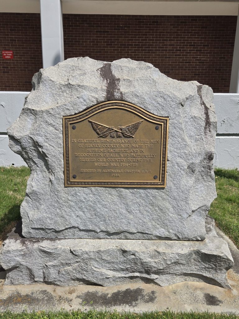 STANLY COUNTY SUPREME SACRIFICE WORLD WAR MEMORIAL