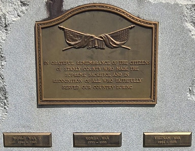 STANLY COUNTY WAR VETERANS SUPREME SACRIFICE MEMORIAL PLAQUES
