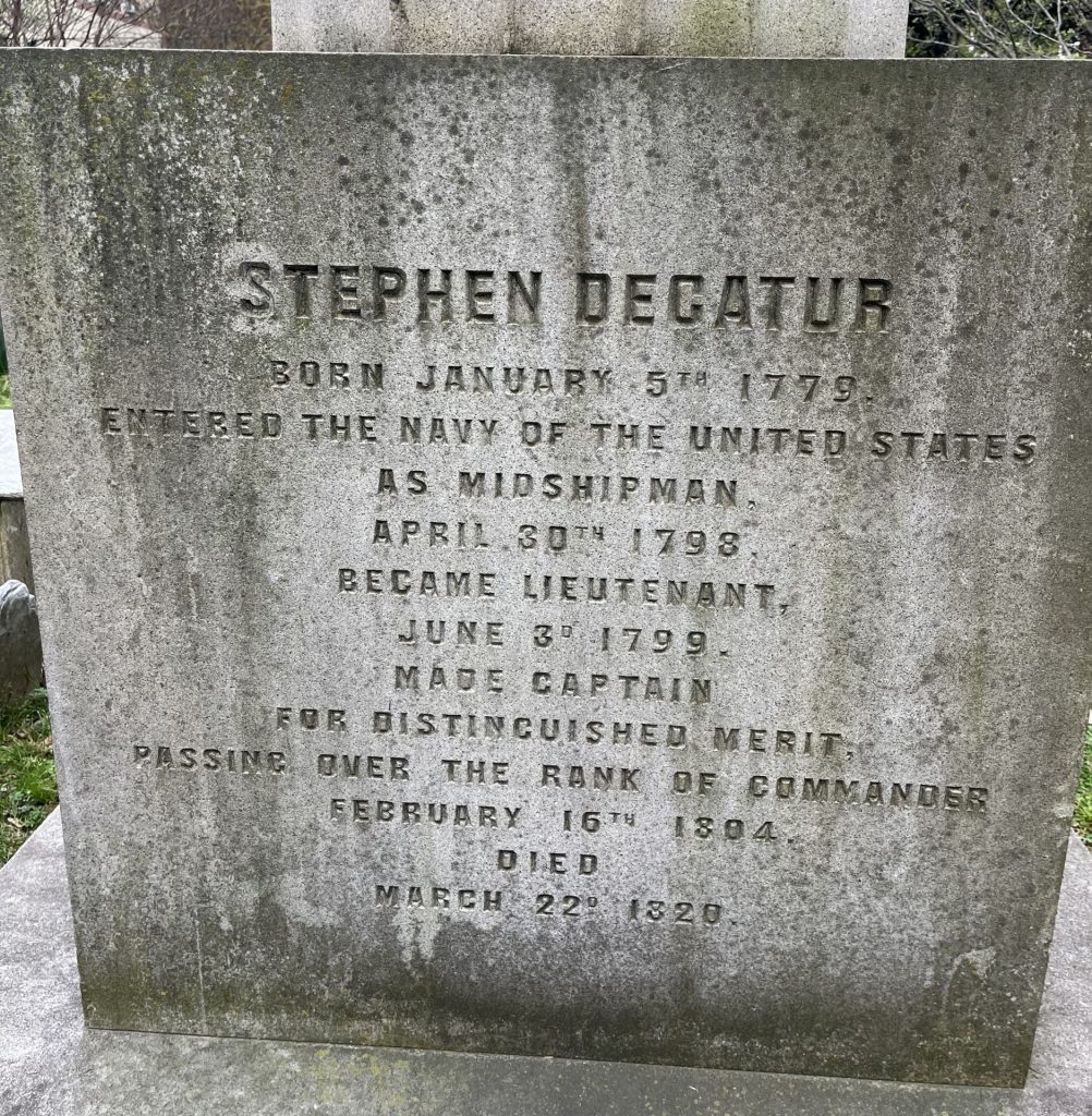 STEPHEN DECATUR WAR MEMORIAL SHAFT SIDE A