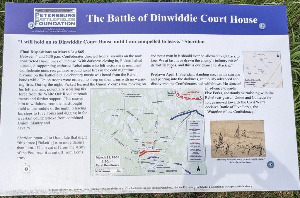 THE BATTLE OF DINWIDDIE COURT HOUSE MEMORIAL PANEL